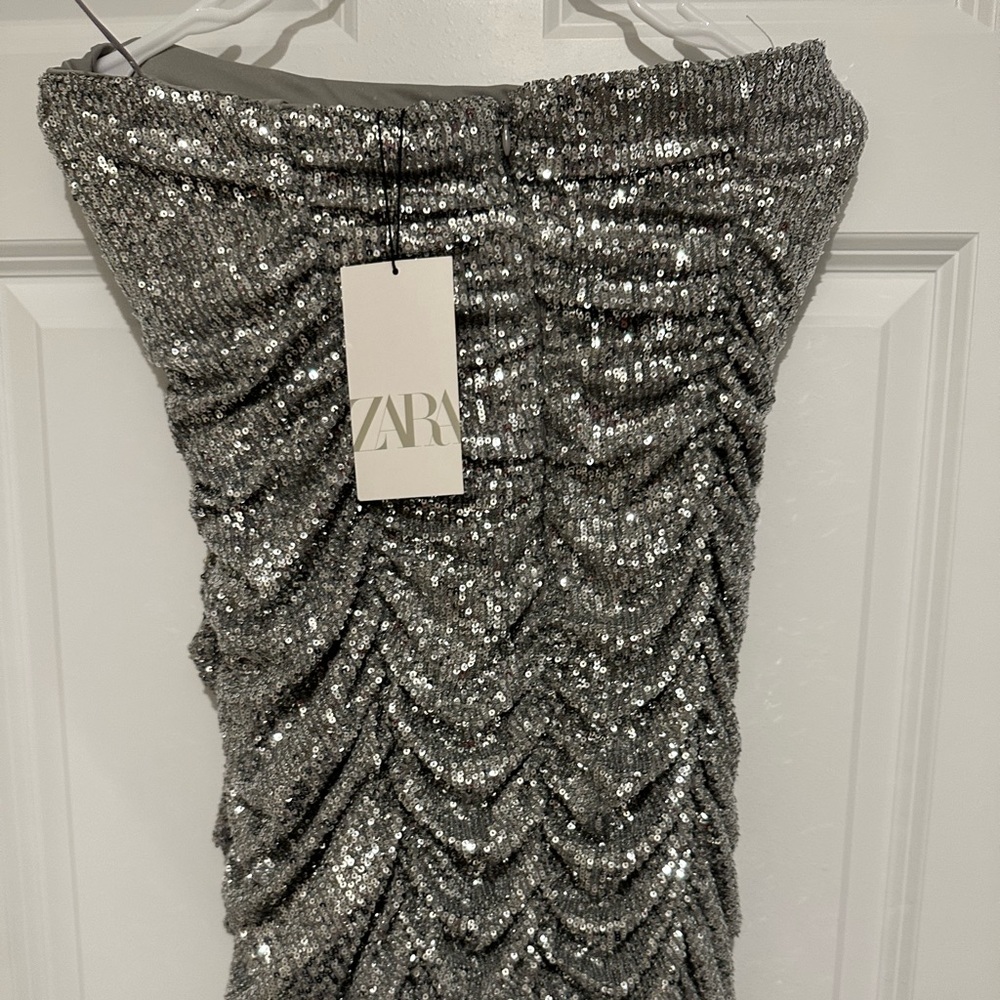 Zara strapless sequin dress